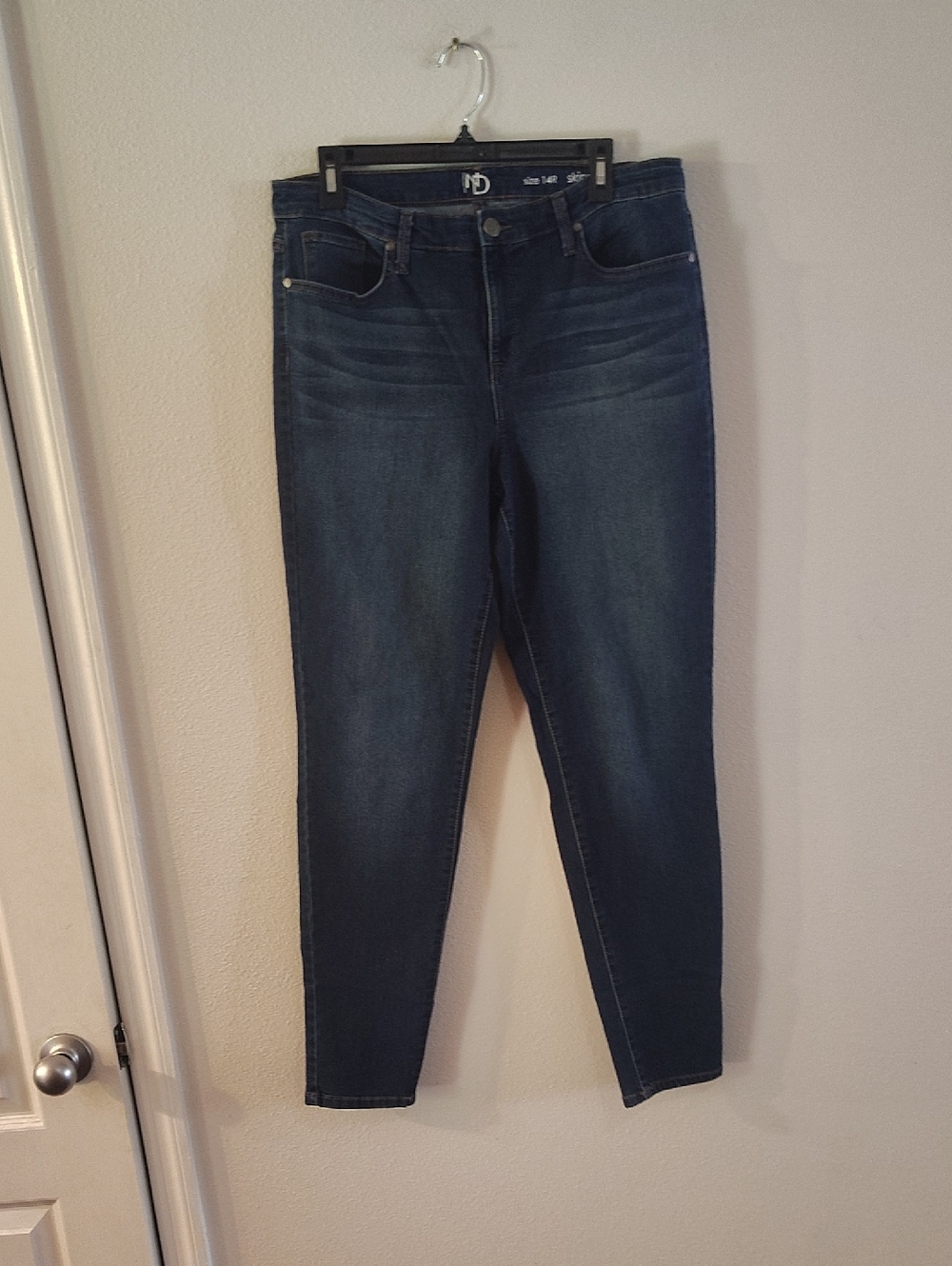 New Directions Womens Skinny Jeans Dark Wash Denim Size 14R Blue Casual Classic